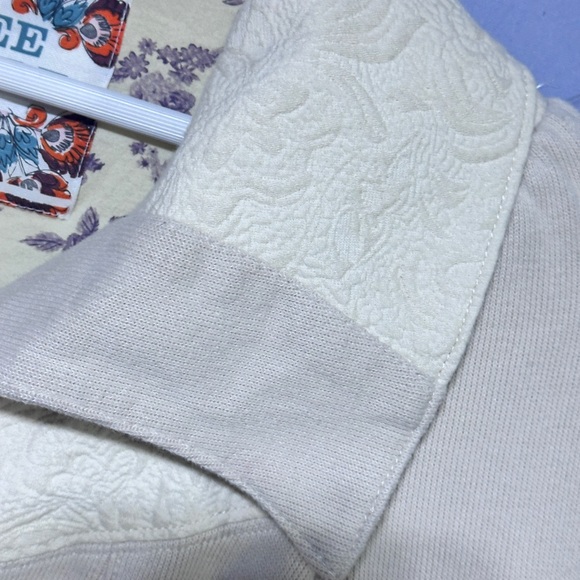 Y2K Free People Cream Knit and Lace Jacket FP Size 2 US Small - Picture 13 of 14